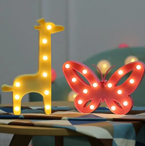 

Romantic New 3D unicorn tent Flamingo tabletop LED lamp love children night light Star Moon cloud of hearts deer letter decor