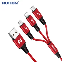 NOHON 3 в 1 type C 8Pin Micro USB кабель для iPhone 7 6 6S Plus iOS 10 9 8 samsung Xiaomi Nokia провод для быстрой зарядки