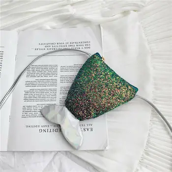 

Small Coin Purses Sequins Children Handbags Zipper Panelled Fish Shape Wallets Cute Pouch Key Packet Handbag Women Girls 2019