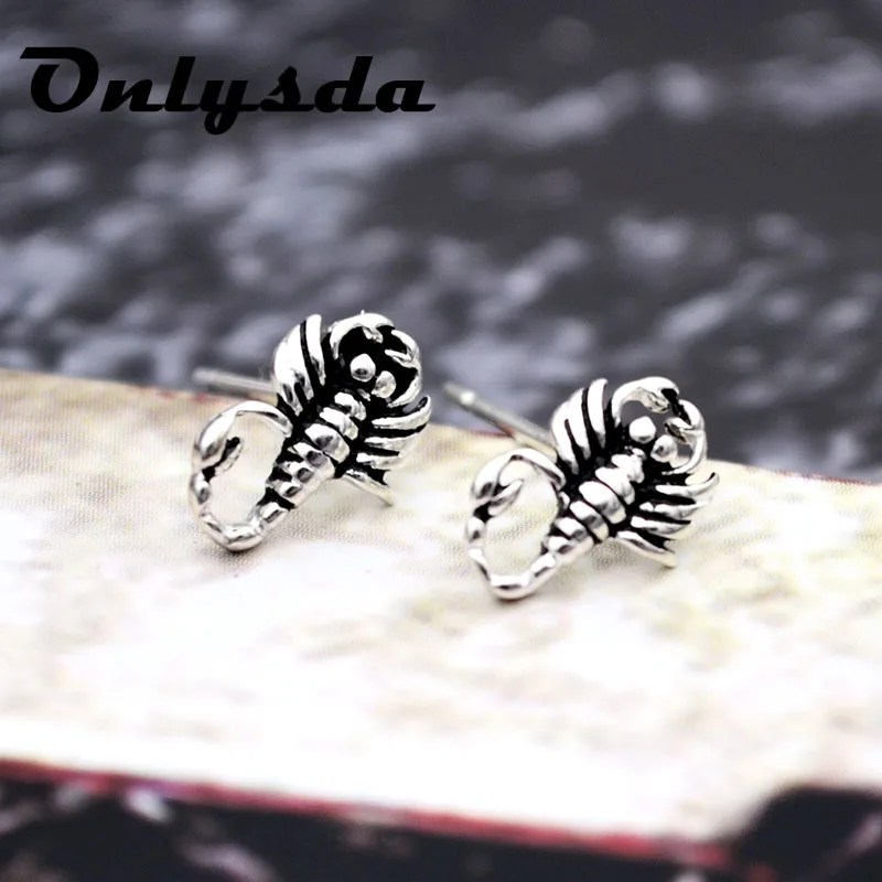 ONLYSDA новые модные панк S925silver 3D необычные животные Скорпион серьги гвоздики для