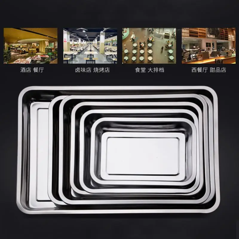 

Barbecue Tray Rectangular Stainless Steel Plate Food Fish Dish BBQ Tool