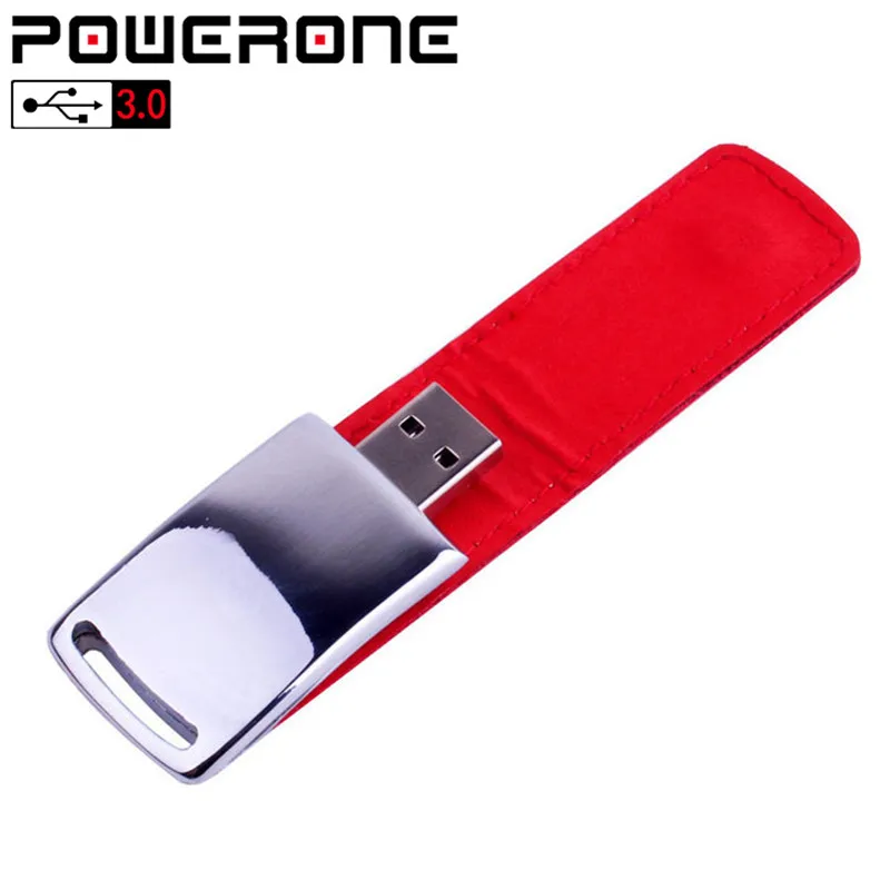 POWERONE USB 3,0 логотип клиента металлическая кожа usb+ Подарочная коробка usb флэш-накопитель 4 ГБ 8 ГБ 16 ГБ 32 ГБ 64 Гб карта памяти U диск