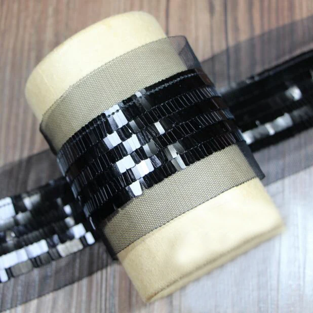 2yards Golden Black Beaded Sequin Fringe Lace Trim Fabric Ribbon DIY Embroidered Applique Sewing Dress Clothing Accessories | Дом и сад