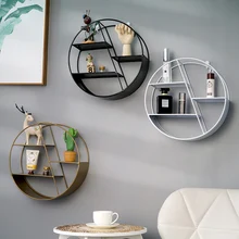 Скандинавские Кованые настенные стеллажи, круглые шестигранные декоративные рамы, украшение для дома, кафе, офиса