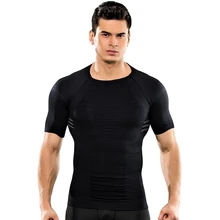 Для Мужчин Body Shaper фитнесс Футболка Slim Fit короткий рукав рубашки Корректирующее белье футболка Homme Для мужчин Бодибилдинг Shaper Для мужчин