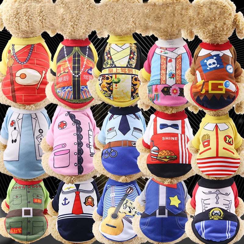 

Funny Cartoon Pet Dog Cat Clothes Halloween Pirate Police Doctor Cosplay Costume Dressing Up Dog Party Clothing for Teddy GY66