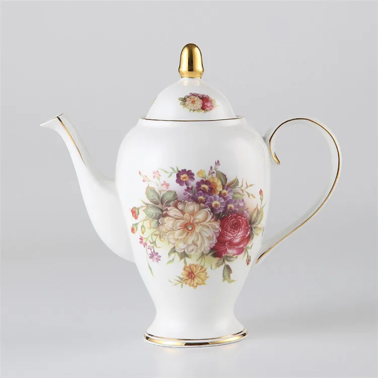 Британский Королевский винтажный костяной китайский заварочный чайник с заваркой Европейский фарфор кофейник 1000 мл керамический чайник для кафе "время пить чай" посуда для напитков - Цвет: Bloom