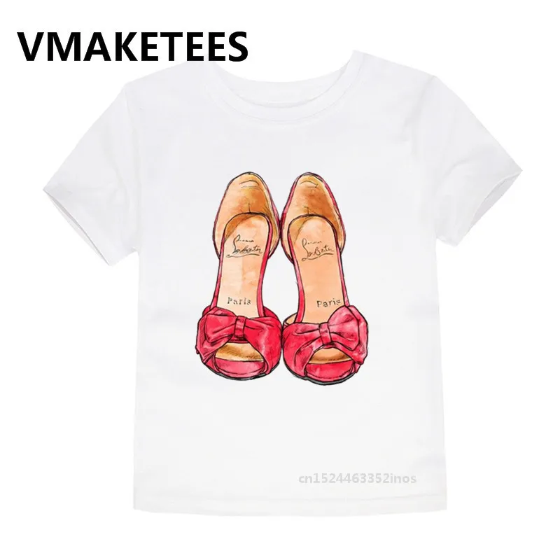 Коллекция года, детская винтажная Красная футболка с принтом в стиле Парижа летняя забавная футболка для маленьких мальчиков и девочек детская одежда на высоком каблуке HKP5273A