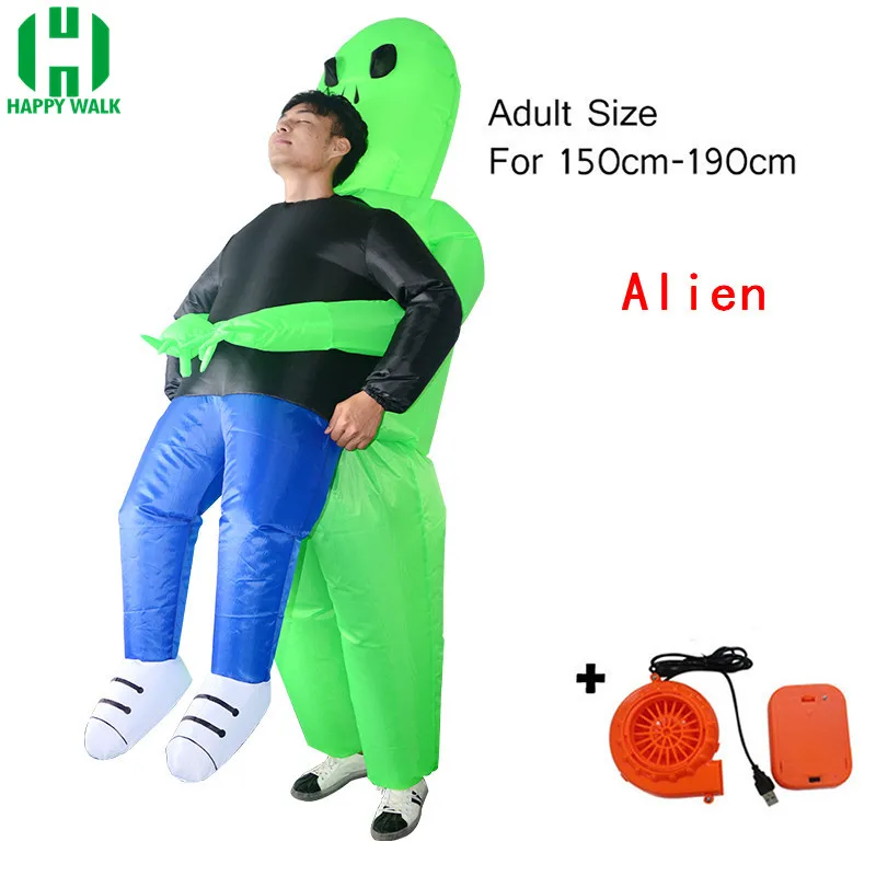 Пурим фантазия надувной костюм единорога динозавра Вилли ковбой сумо утка животное талисман Хэллоуин костюм для женщины мужчины ребенок взрослый - Цвет: Alien