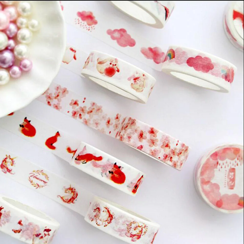 

Cloud Fox Unicorn Fish Deer Animal Colorful World Washi Tape Adhesive Tape DIY Scrapbooking Sticker Label Masking Tape