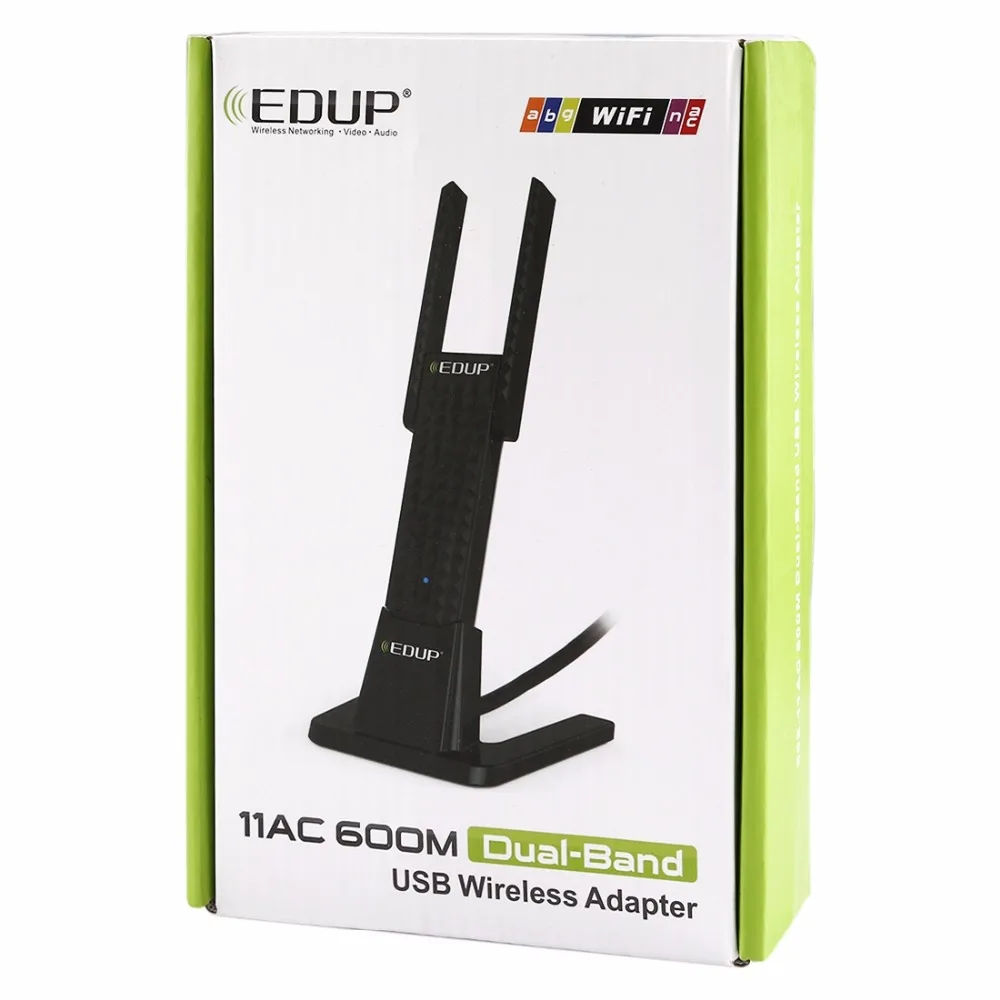 EDUP ep-ac1631 600 Мбит Dual Band 11ac USB Беспроводной Адаптер Wi-Fi сетевой карты с 2 антенн и База для ноутбука/ ПК