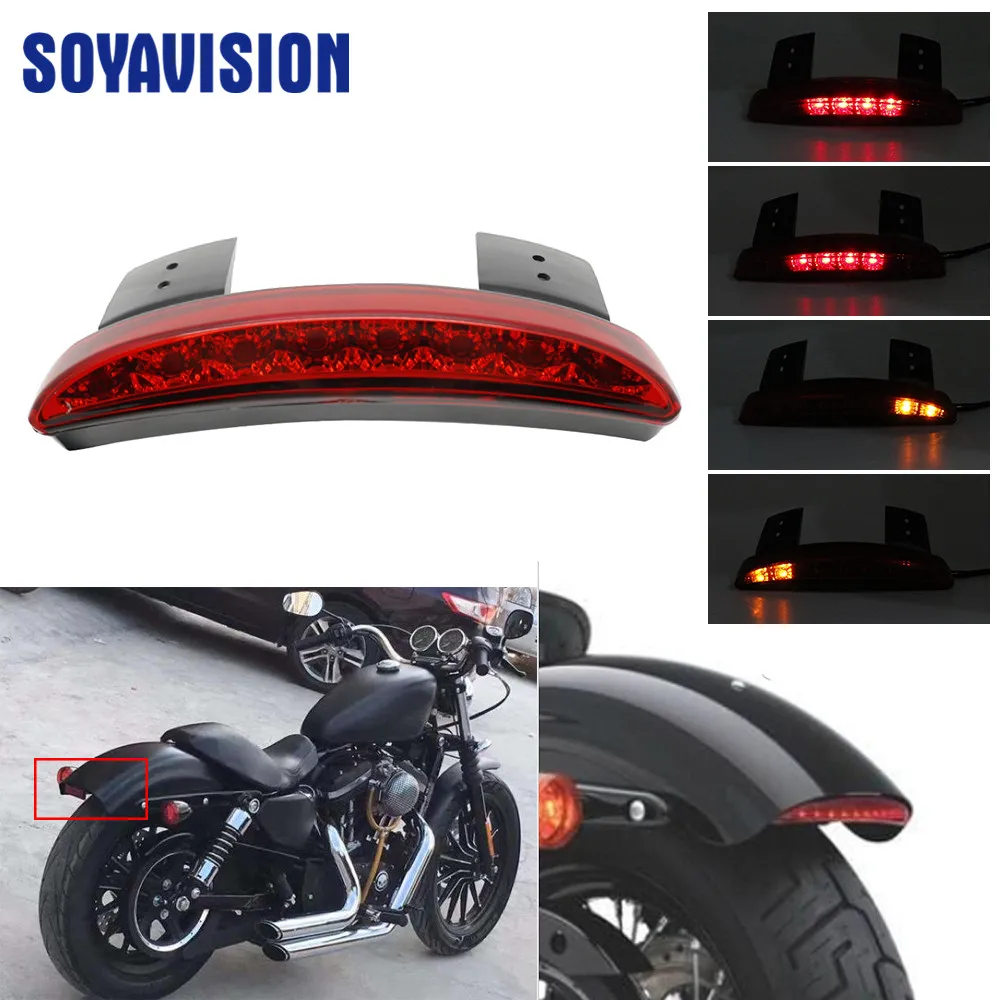 

1pcs Motorcycle LED Red Lighting Chopped Fender Edge Smoked Tail Light Signal Light for Harley Sportster XL 883N XL1200V XL1200X