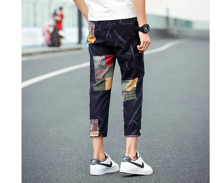Летние дизайнерские льняные брюки для мужчин с принтом, повседневные штаны для бега для мальчиков