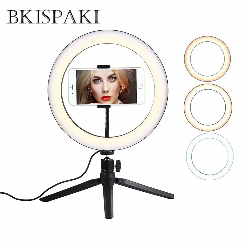 

Dimmable Photography Tripod Ring Light with Phone Holder LED Ringlights Selfie Studio Stand for FB Livestream Youtube Makeup