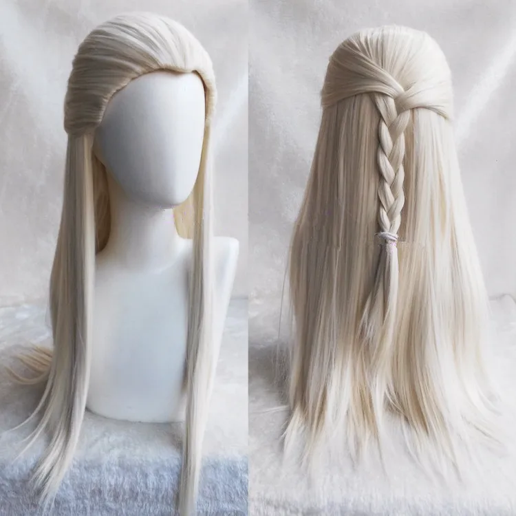 

60cm light golden long straight hair anime cosplay hair products ancient hair Thranduil cosplay halloween supplies