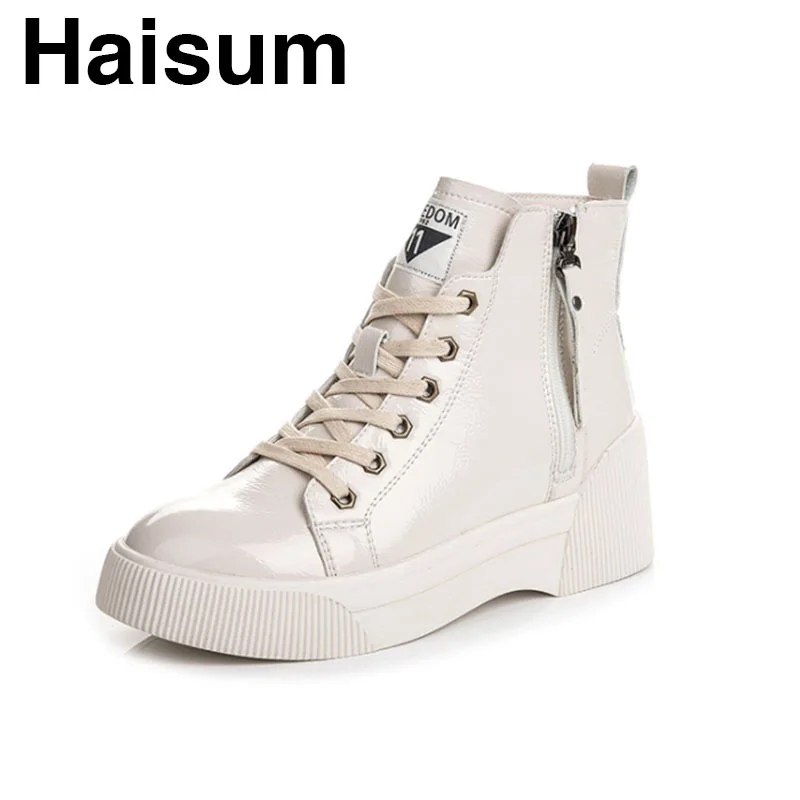 

Women's women's boots patent leather casual fashion flat women's shoes ankle boots H-7981