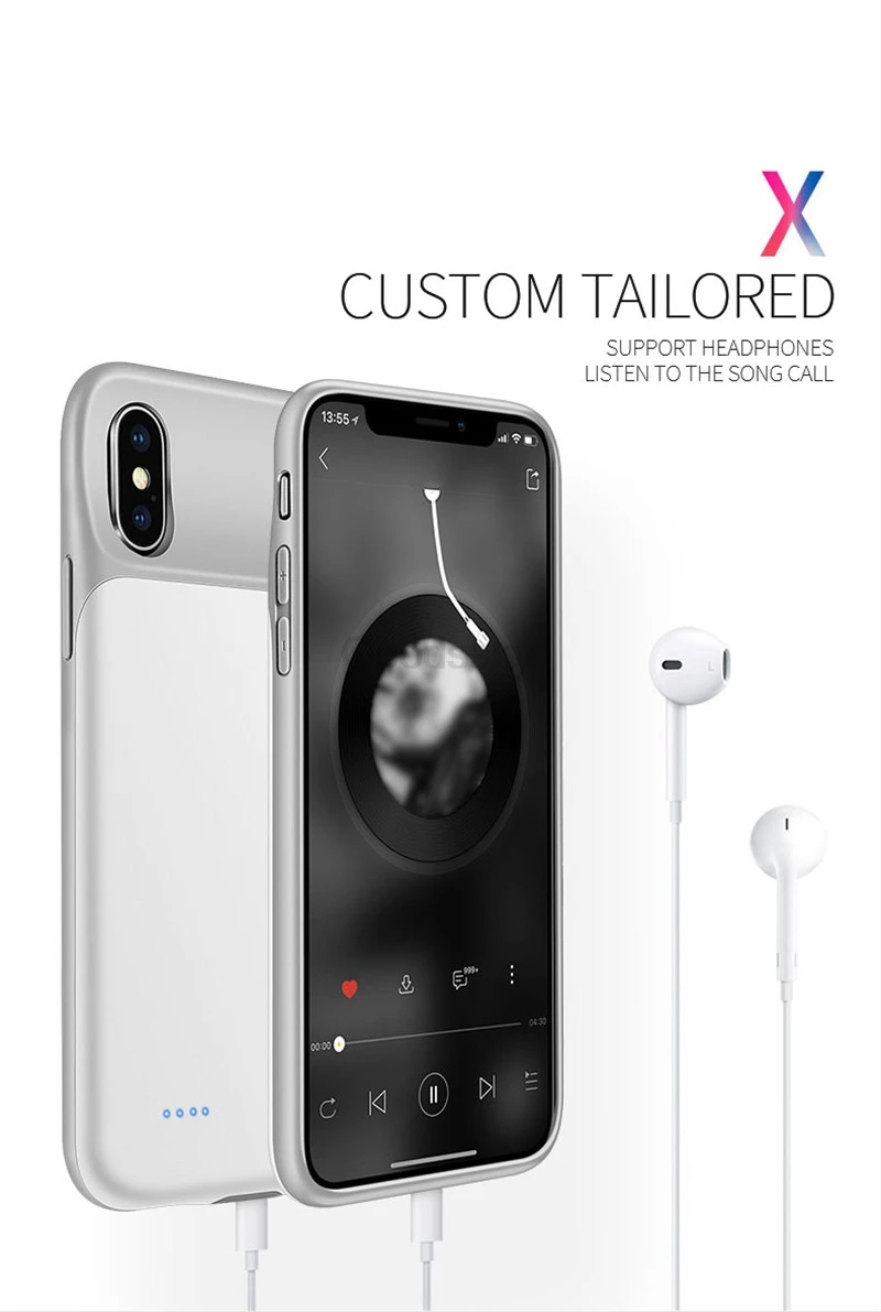 

Silicone shockproof Battery Charge Case For iPhone X XR Xs max 7 8Plus Phone Bag External battery Pack Power Bank Charging Cover