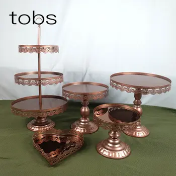 

Red Brown Dessert Tray Cupcake dessert Display Table Decoration Wedding Party Supply Crystal Mirror Cake Stand