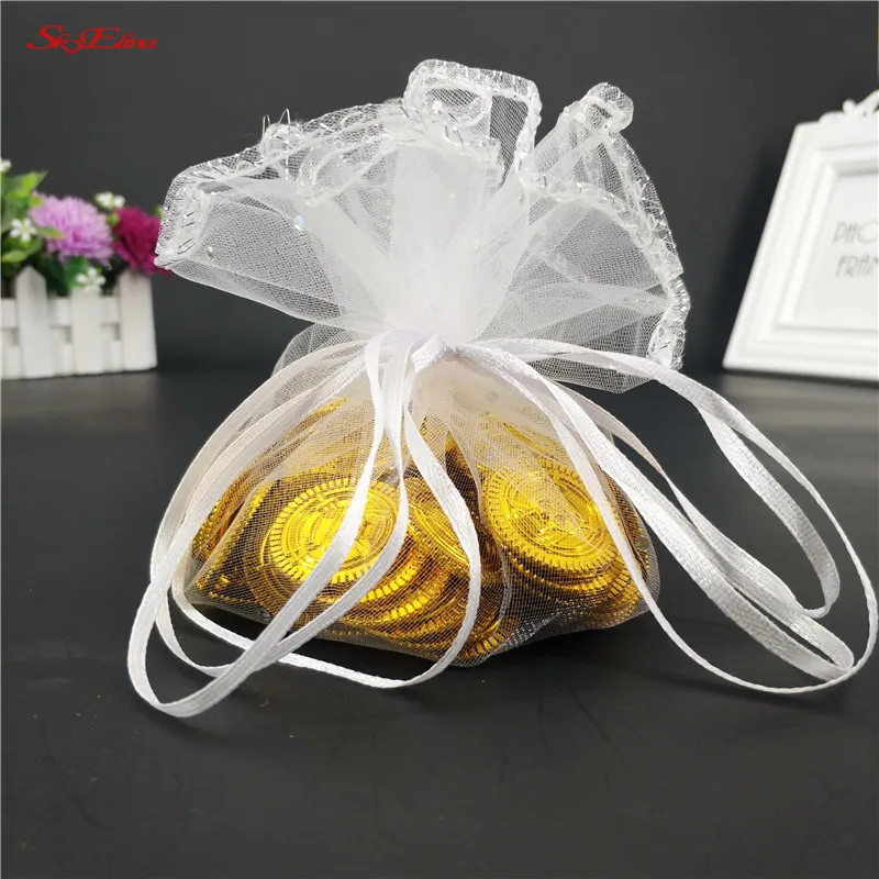 

50pcs Tulle Round Organza Bag 26cm Drawstring pouch wedding christmas gift for jewelry Packaging Display bags Storage 5zsh836
