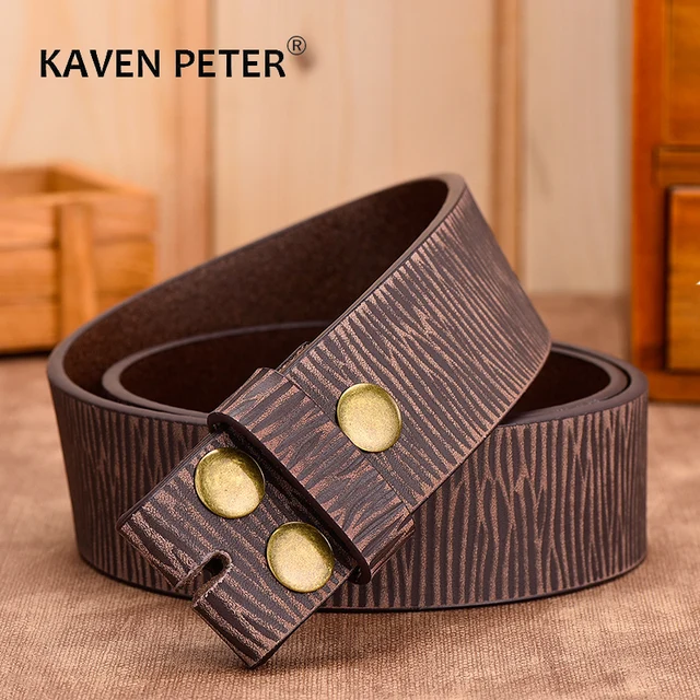 100 Genuine Leather Without Buckle Belt For Jeans Vintage Belt For Men 3.8 CM Width Cowskin
