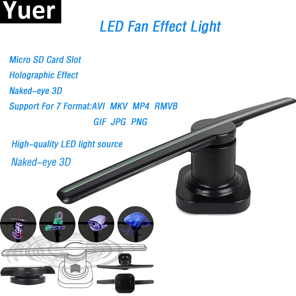 LED Holographic Projector Portable Hologram Player 3D Holographic Dispaly Fan Wide Uses For Subways Advertising KTV DJ Disco