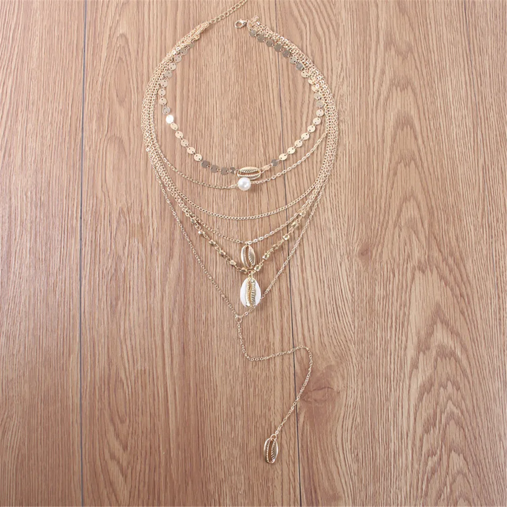 MLING богемные жемчужные блестки многослойное комбинированное ожерелье для женщин колье ожерелье s& Подвески женское Ювелирное Украшение с морскими мотивами
