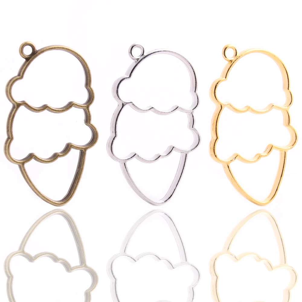 10pcs 32*50mm Alloy jewelry setting accessories Ice cream charms Hollow