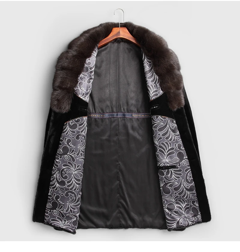 Fang Tai Fur 2019 Мужская импортная бархатная норковая шуба с отложным воротником норковая шуба мужская длинная тонкая Повседневная настоящая