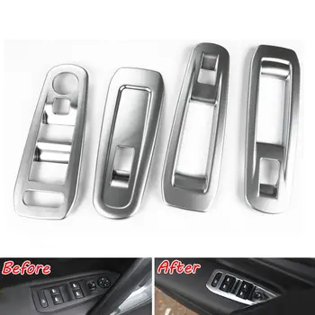 

4pcs Matte Car Door Window Switch Button Control Panel Cover Trim For Peugeot 408 2014