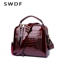 SWDF – sacs à main de styliste en cuir Pu pour femmes, sacoche de qualité à motif Crocodile, sacs à bandoulière en cuir verni pour dames, nouvelle collection