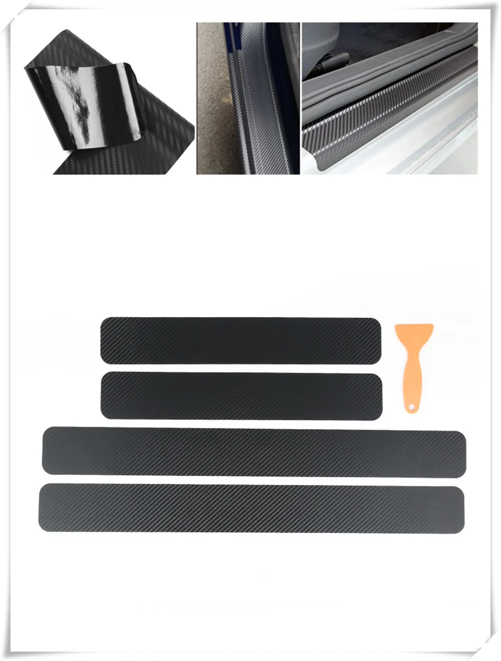 

4 pieces of car shape carbon fiber door edge scratch protection film for Toyota FJ Cruiser RAV4 CROWN REIZ PRIUS COROLLA