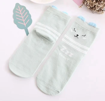 

Free Shipping+Wholesale autumn&winter warm cartoon sock cute animal ear decorative border sock,100pairs/lot