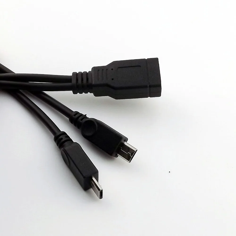 1x USB 2,0 A женский двойной микро-usb штекер Y сплиттер мобильный адаптер данных разъем зарядного устройства кабель 30 см/1 фут