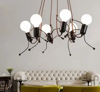 

Creative Iron Pendant Lights Human Lampshade Luminaire Industrial Home Decor Hanging Lamp Restaurant Living Room MING