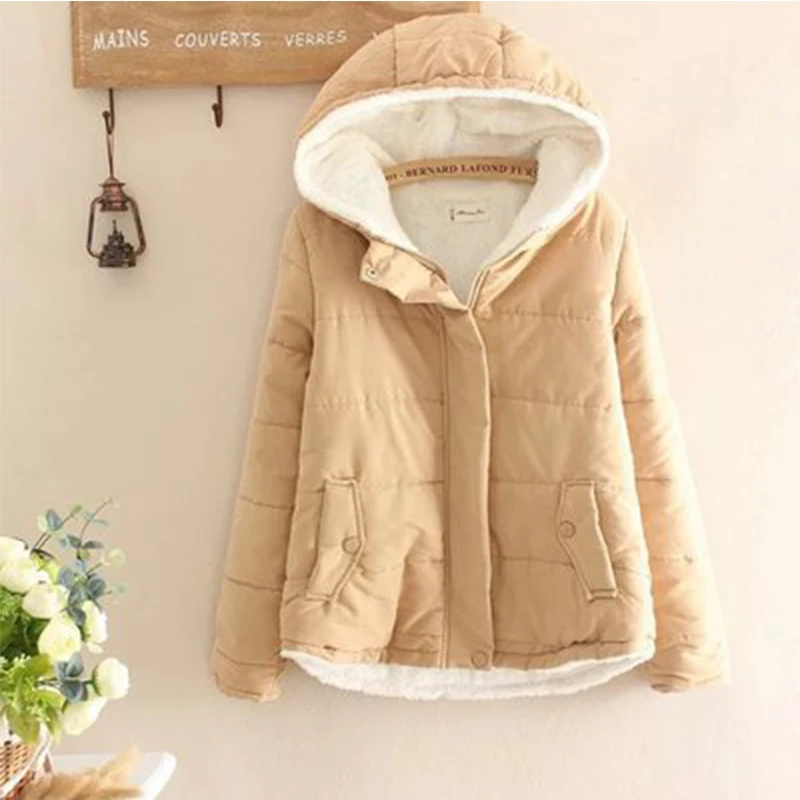 

2019 Women Fleece Parkas Coat New Korean Style Casual Loose Jackets Warmer Pink Khaki Velvet Coat Winter For Women