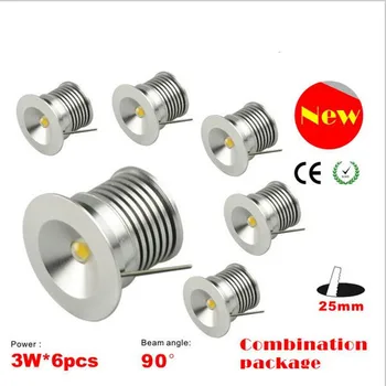 

Dimmable Led Spot Light 3W 25mm LED Mini CE Driver Recessed LED Cabinet Light LED Party Light,CE&RoHS 6pcs/set