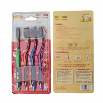 

2018 New 4 Pieces Bamboo Charcoal Toothbrush Ultra Soft Toothbrush Nano Bamboo Tooth Brush With Tongue Cleaner Oral Hygiene