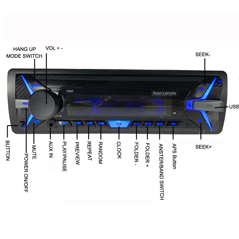 Аудио стерео 1 din Размер дистанционный пульт bluetooth в тире FM с Mp3 плеер USB SD Вход AUX приемника RDS