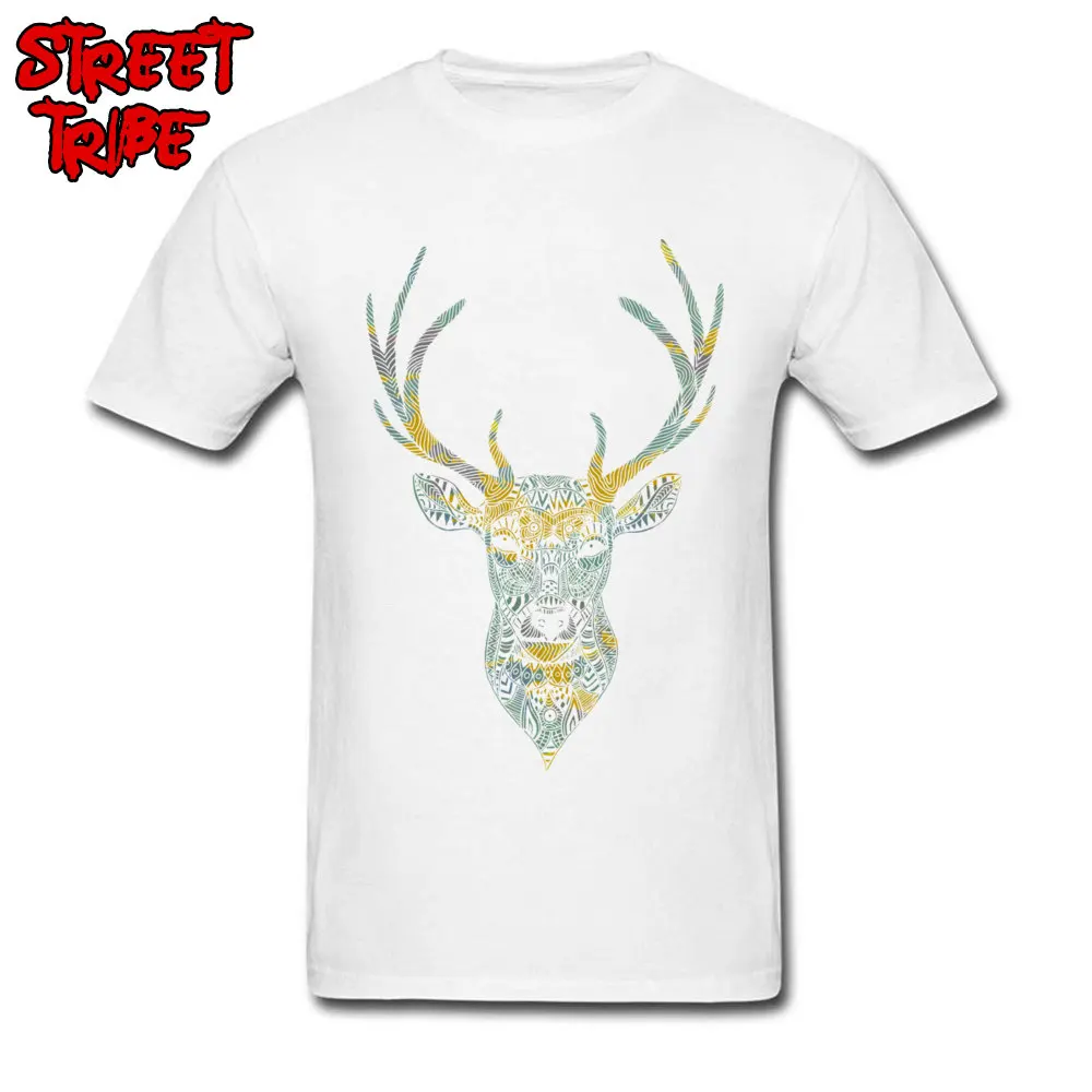 Deer Elusive Tops & Tees Funky Round Collar 3D Printed Short Sleeve Pure Cotton Student T-shirts Simple Style Tshirts Deer Elusive white