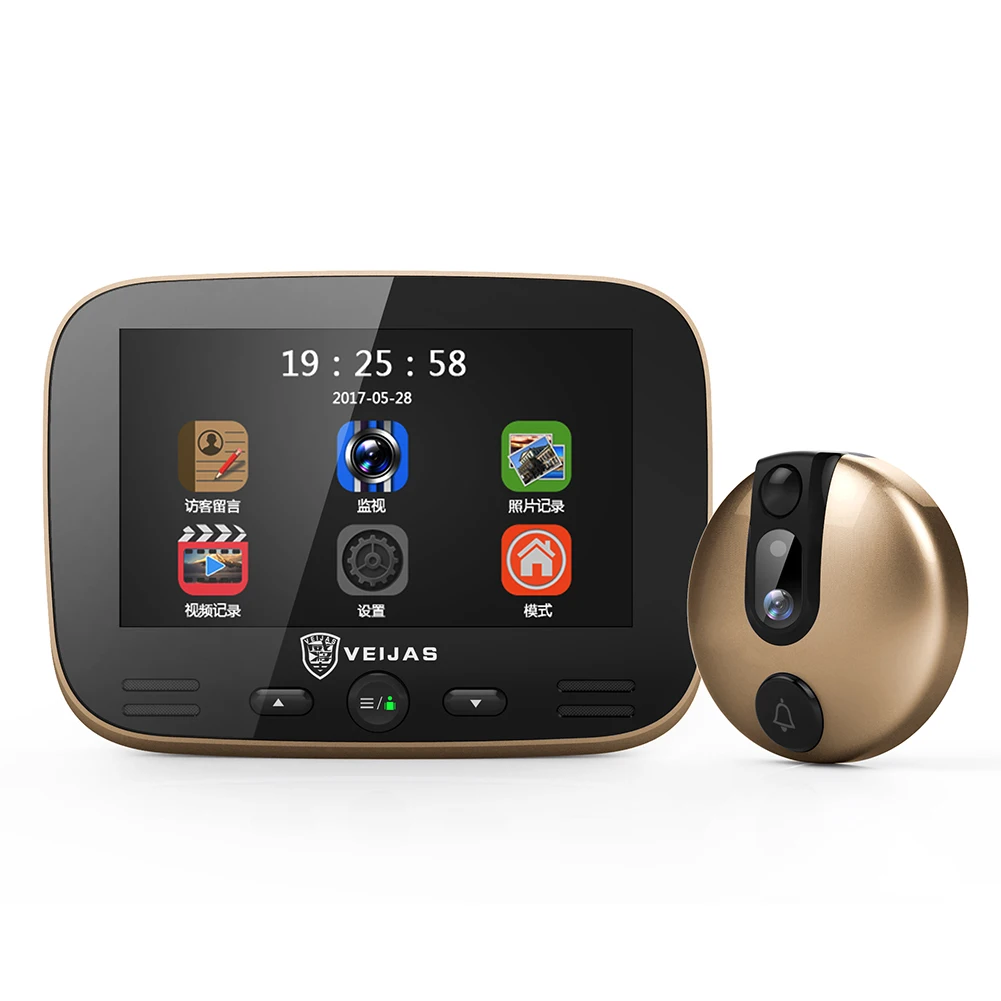 

Video Night Vision Viewer Home Motion Detection Security Doorbell Door Camera Practical Digital Peephole 4.3 Inch Color Screen