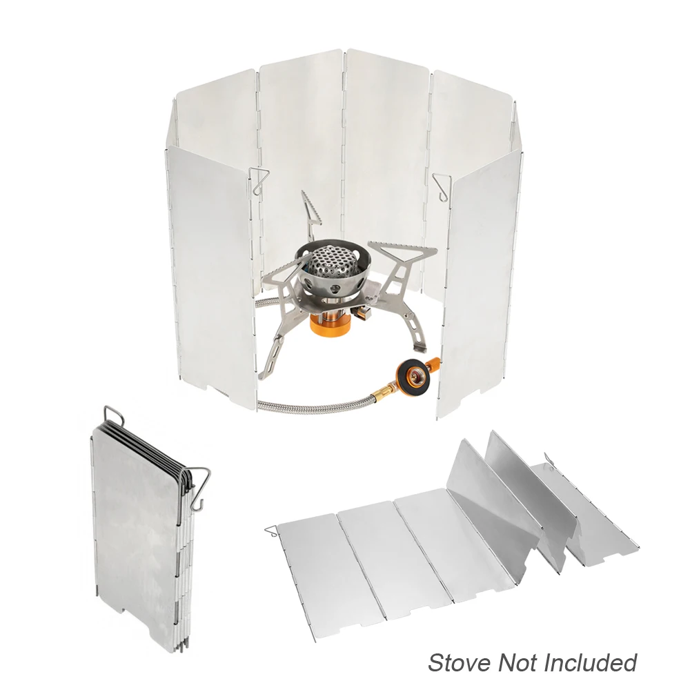 

TOMSHOO Outdoor Camping Stoves 10 Plates Foldable Cooker Gas Stove Wind Shield Screens Aluminum Windshield
