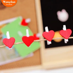 

12Pcs/lot Red Wooden Love Heart Clips Rustic Wedding Decoration Room Photo Clips Home DIY Decora Valentine's Day Party Supplies