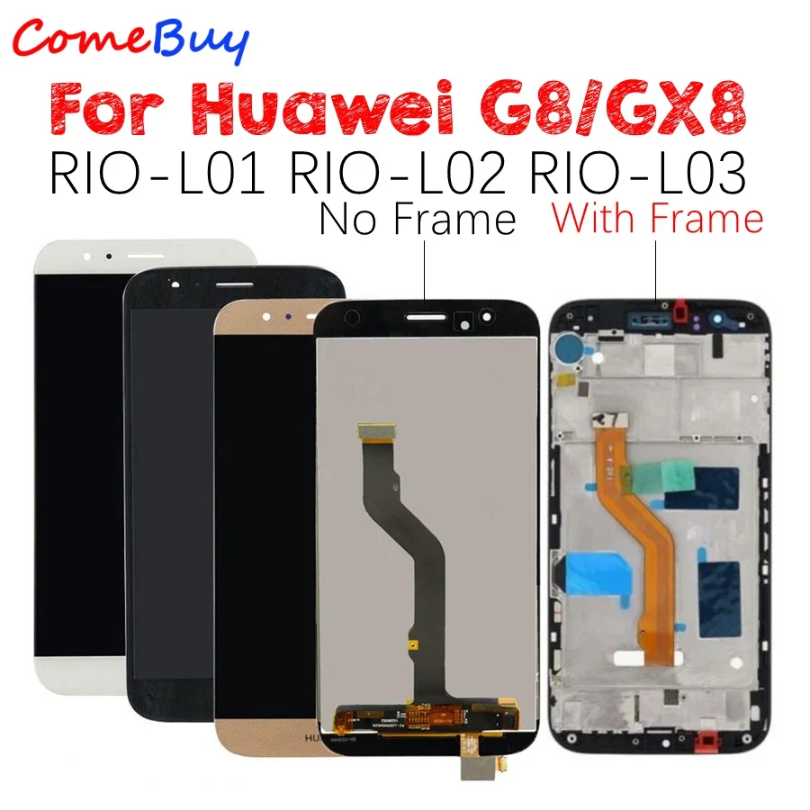 

Huawei G8 LCD Display Touch Screen Digitizer Assembly RIO L01 L02 L03 For Huawei G8 LCD With Frame GX8 Screen Replacement Parts