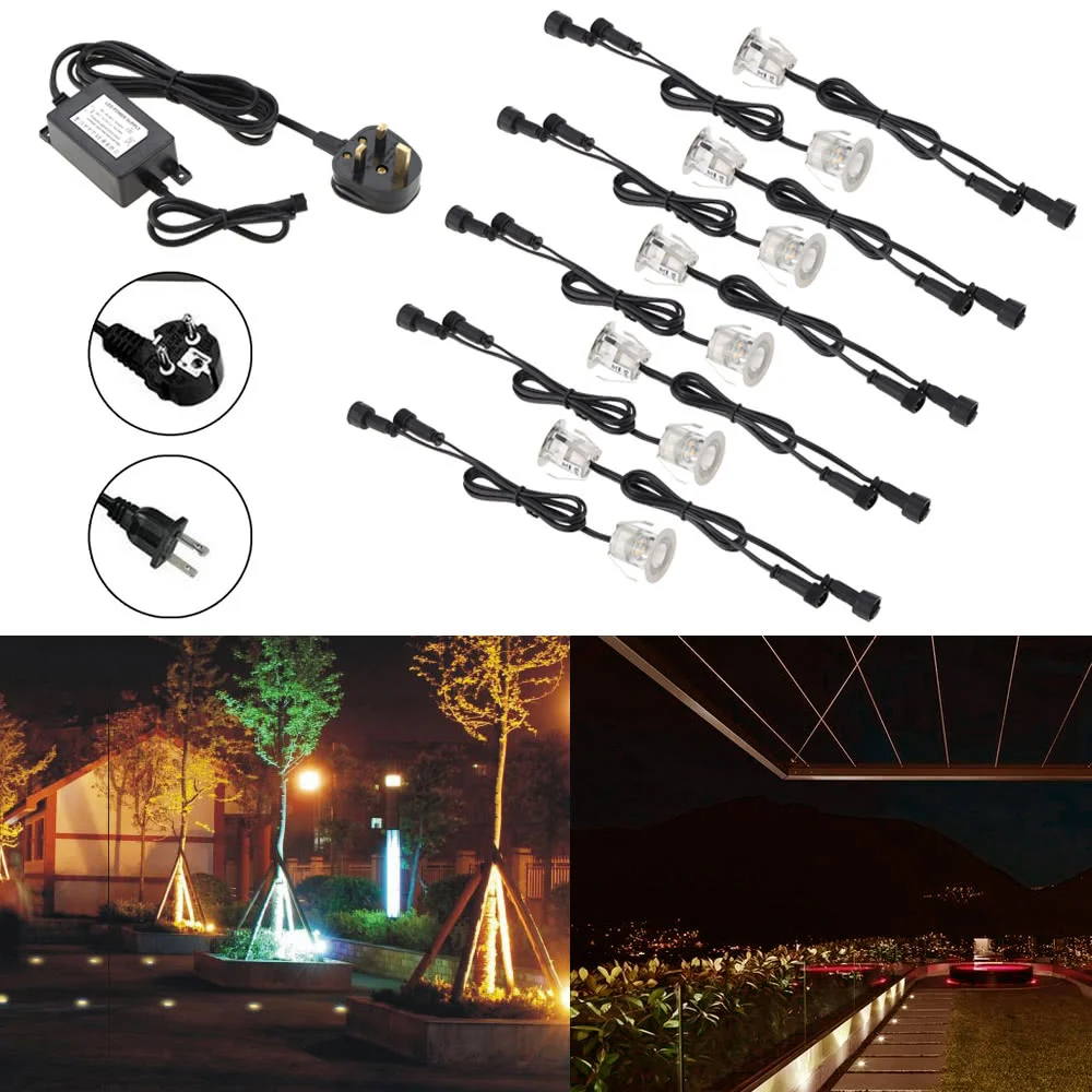 

10PCS LED Deck Light IP67 Waterproof Stainless Steel Recessed Stair Underground Bulb Lamp LED Floor Light Wall spotlight DC12V