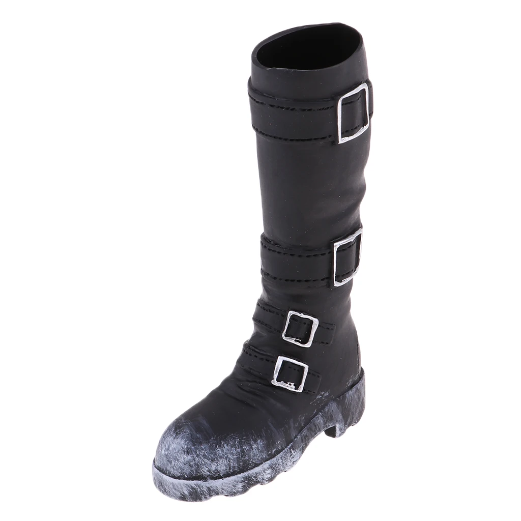 1/6 Scale Men's Black Mid-calf Knee High Boots for 12'' Phicen Action Figure