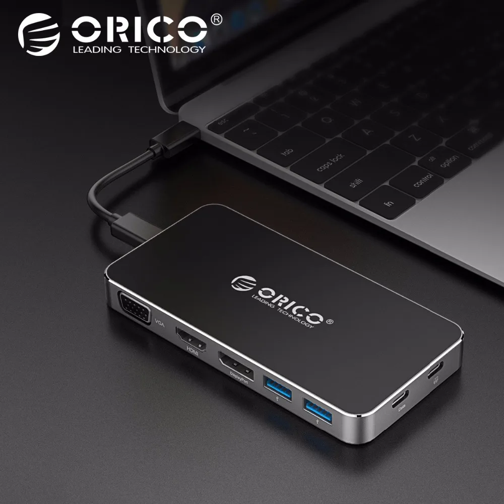 ORICO USB C HUB Type C to HDMI VGA DP for MacBook Samsung HUAWEI 8-in-1 Type C USB3.0 HUB 15CM Cable USB HUB With Charging Port цена ORICO USB C HUB Type C to HDMI VGA DP for MacBook Samsung HUAWEI 8-in-1 Type C USB3.0 HUB 15CM Cable USB HUB With Charging Port цены онлайн