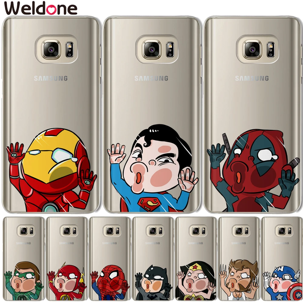 

Marvel Avengers Case For Samsung S9 Plus S7 S6 Edge S8 Plus G530 J3 J5 2016 2017 J2Prime Super iron Man Deadpool case cover etui