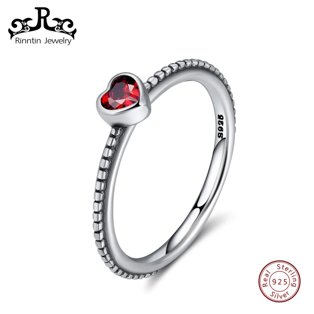 

Rinntin 100% Real 925 Sterling Silver Women Rings Romantic Heart Shape AAA Cubic Zircon Wedding Band Ring Fine Jewelry TSR87