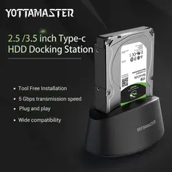 Yottamaster USB3.1 Gen1 Тип-C внешний жесткий диск Док-станция SATA 3,0 для 2,5/3,5 дюймовый HDD SSD Поддержка 10 ТБ и UASP