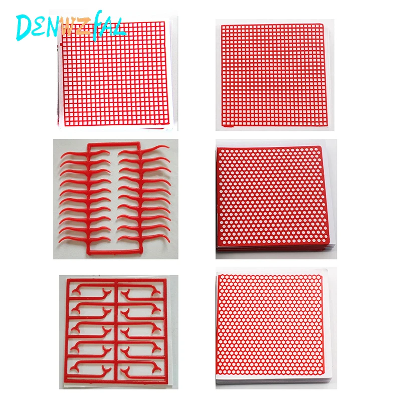 

6 Boxes Dental Lab Material Dental red Wax Mesh Net Round Hole Square Grid Clasp Shape Wax Sheet For Cast Metal Partial